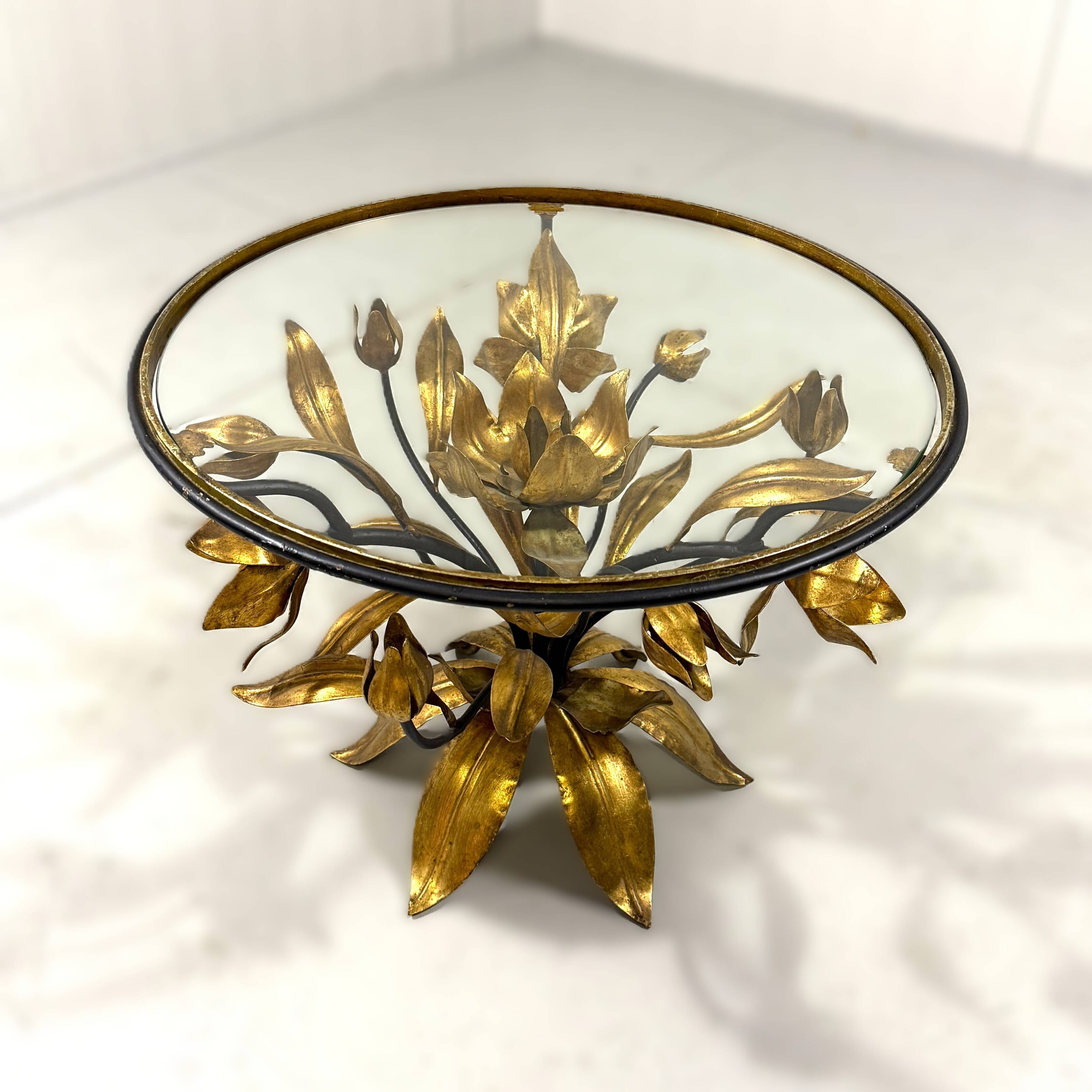 Hans Kögl gilded metal and glass coffee / side table