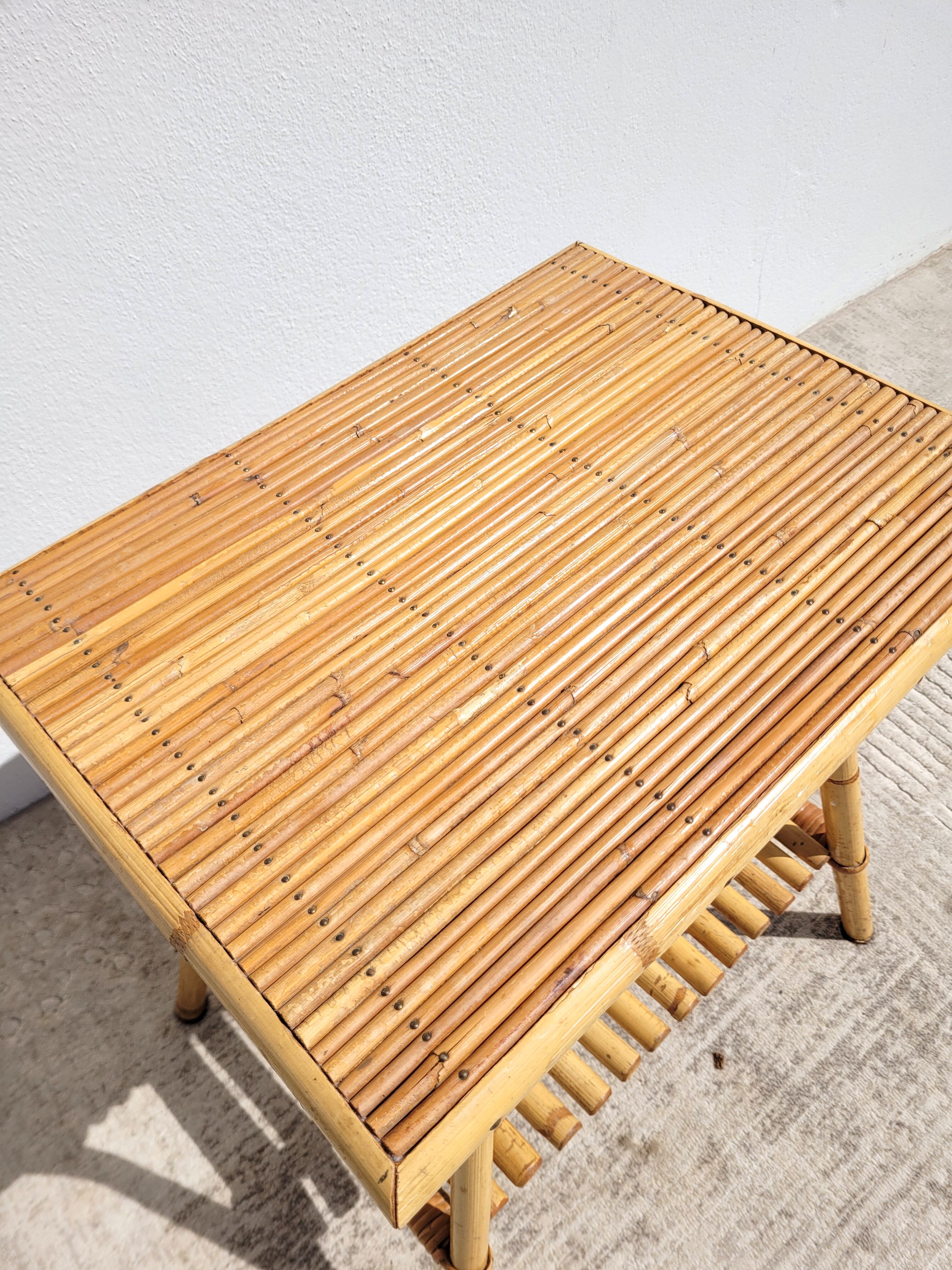 Rattan bedside or side table 1960