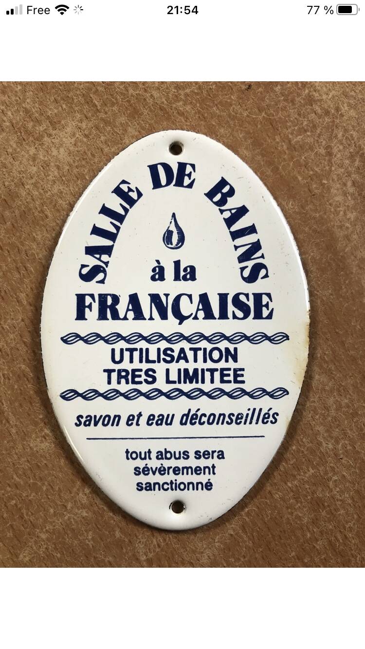 Old enameled plate old french bathroom