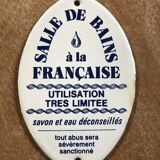 Old enameled plate old french bathroom