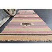 Vintage Turkish Oushak Handmade Wool Cotton Purple Runner Rug 93x234