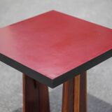 Vintage formica bistro table, wooden base side table