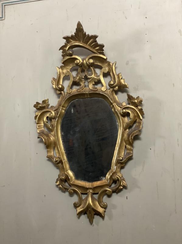 Golden wood mirror, italy early 20th century - 75x44cm