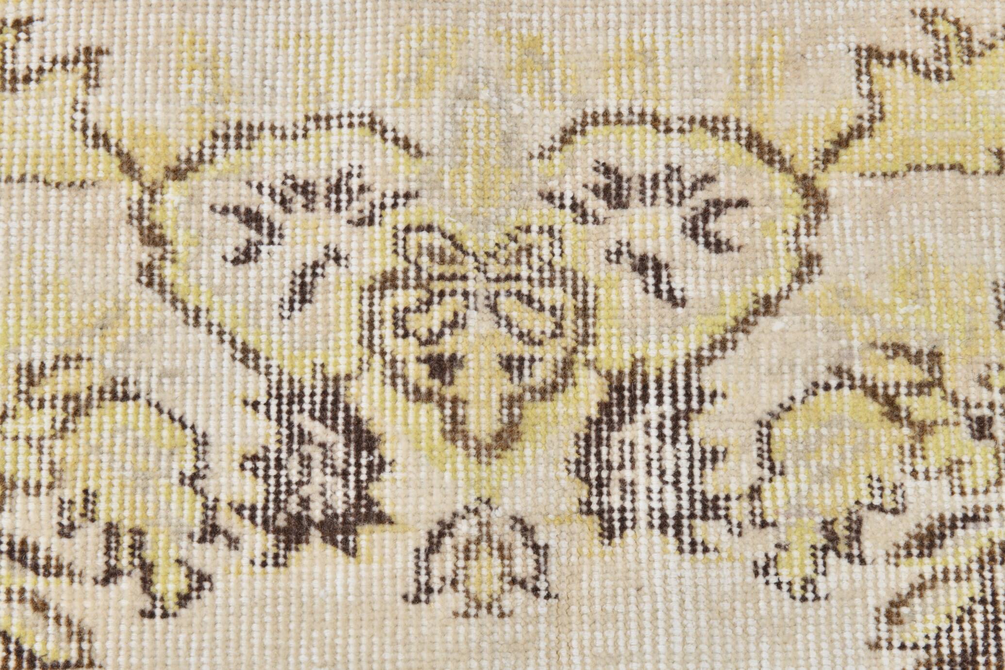 6x9 Vintage Ivory & Pastel Yellow Handmade Wool Persian Area Rug,169x259 Cm