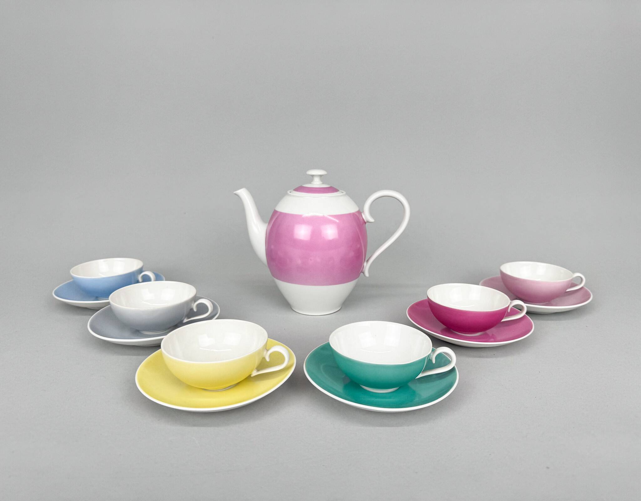 Service à café ou à thé en porcelaine moser, rare, tchécoslovaquie, années 1950, marqué