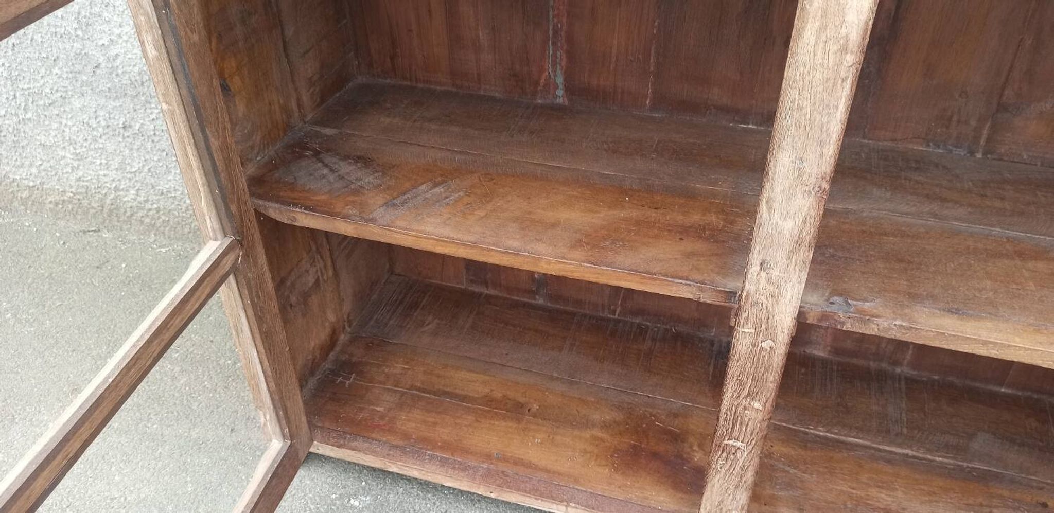 Glass sideboard in antique wood
