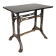 Industrial table, garden table with hard stone slab on cast iron frame, 1930s