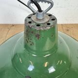 Industrial British Green Enamel Factory Pendant Lamp, 1960s