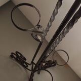 Twisted wrought iron floor lamp with plant holders from the 50s and 60s