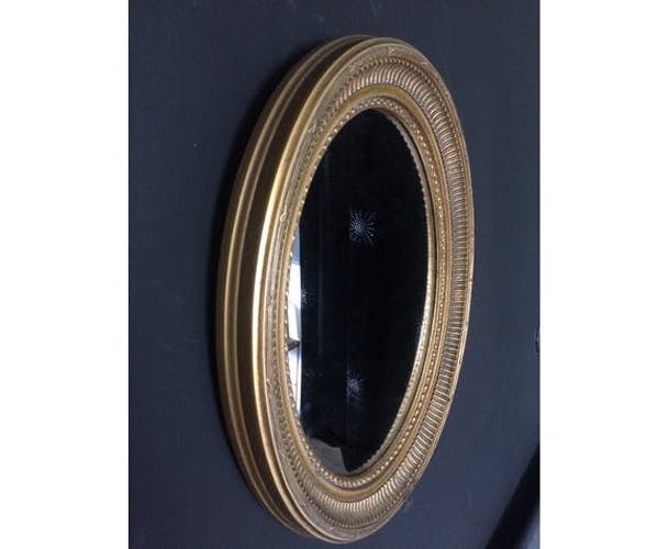 Miroir ancien ovale doré 50x40cm