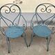1 Table and 2 wrought iron garden chairs 1950 vintage
