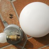 Round globe ceiling luminaire, in opaline glass, white