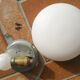 Round globe ceiling luminaire, in opaline glass, white