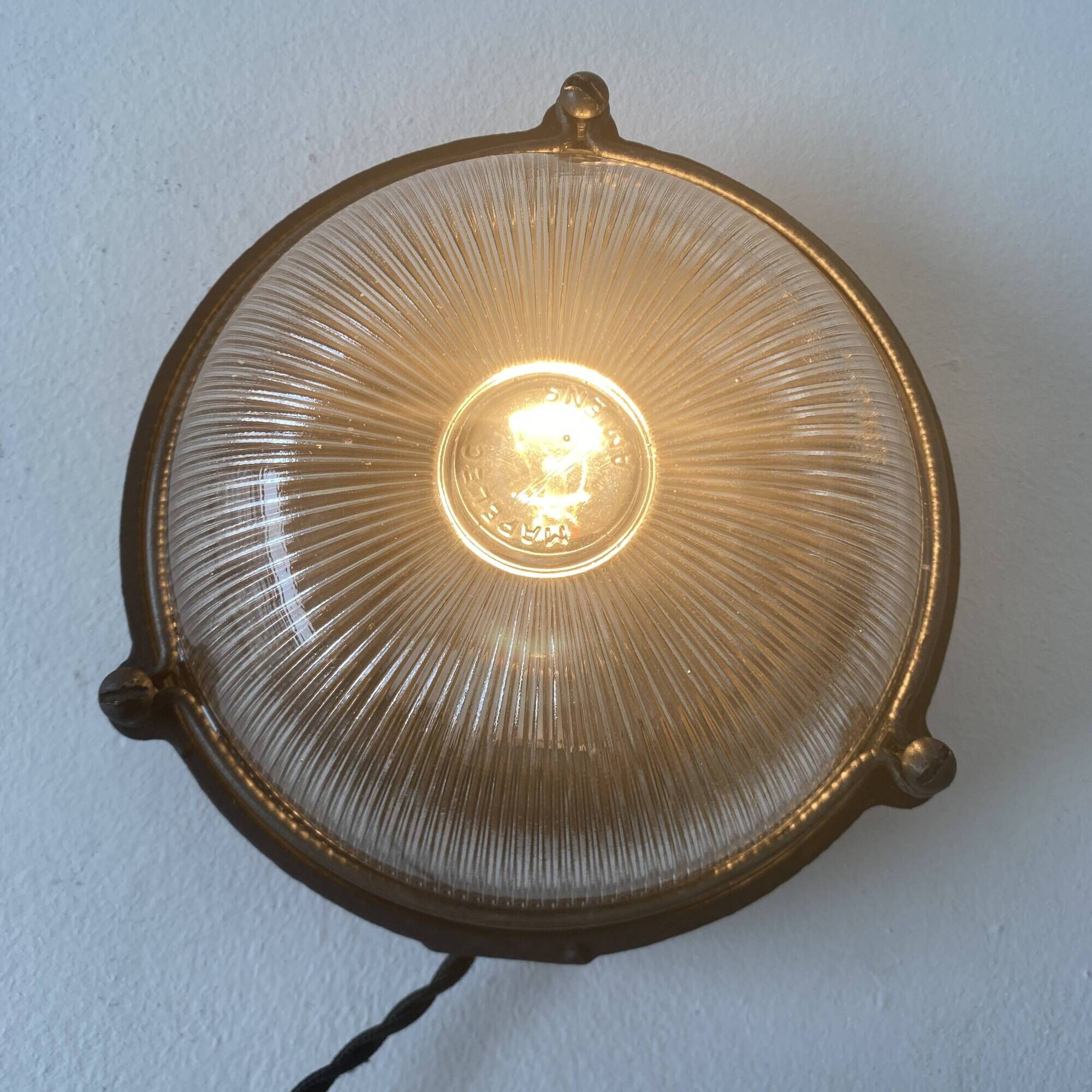 Pair of old “mapelec amiens” industrial wall lights