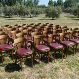 Set of 41 bistro chairs seated red skaï