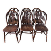 6 chaises Windsor Wheelback en châtaignier, XIXe siècle