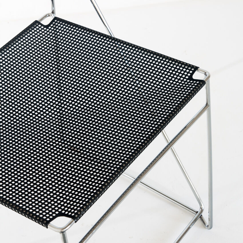 Vintage X-Line chair in enamelled and chromed metal by N.J. Haugesen for Bent Krogh