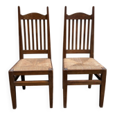 2 chaises en bois art nouveau