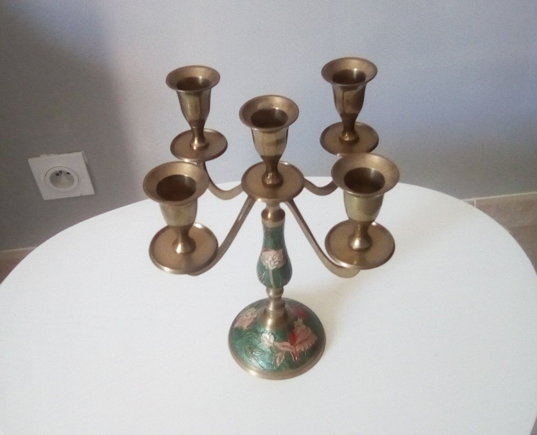 5-pointed candlestick in enamelled brass