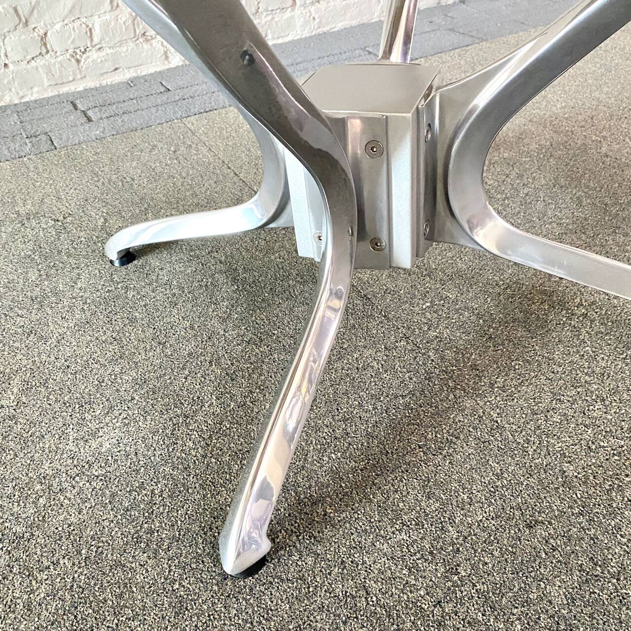 Round dining table - smoked glass & brushed aluminum base