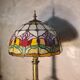 restored antique Art Nouveau bronze lamp, stained glass lampshade in Tiffany style