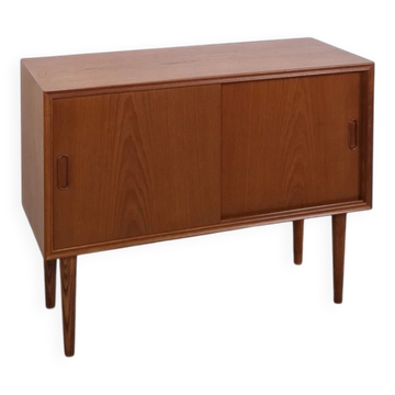 Vintage teak Deens jaren 60 laag kastje met schuifdeuren, mid century tv
