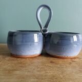 Glazed terracotta double salt dish