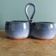 Glazed terracotta double salt dish