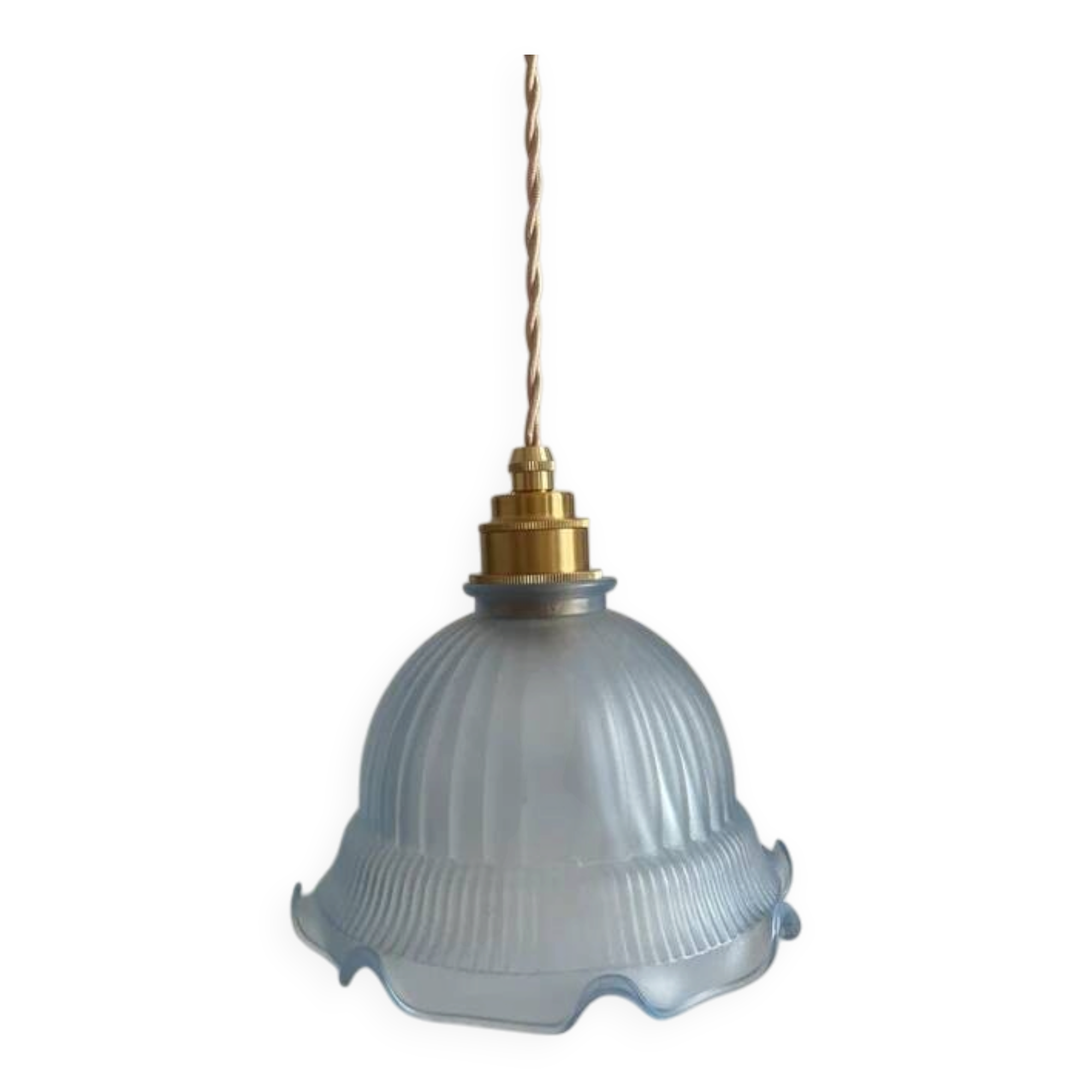 Frosted blue glass suspension vintage cottage style