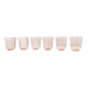 Lot de 6 verres à thé ou eau en verre rose à dépression vintage rosaline verrerie française arcoroc luminarc