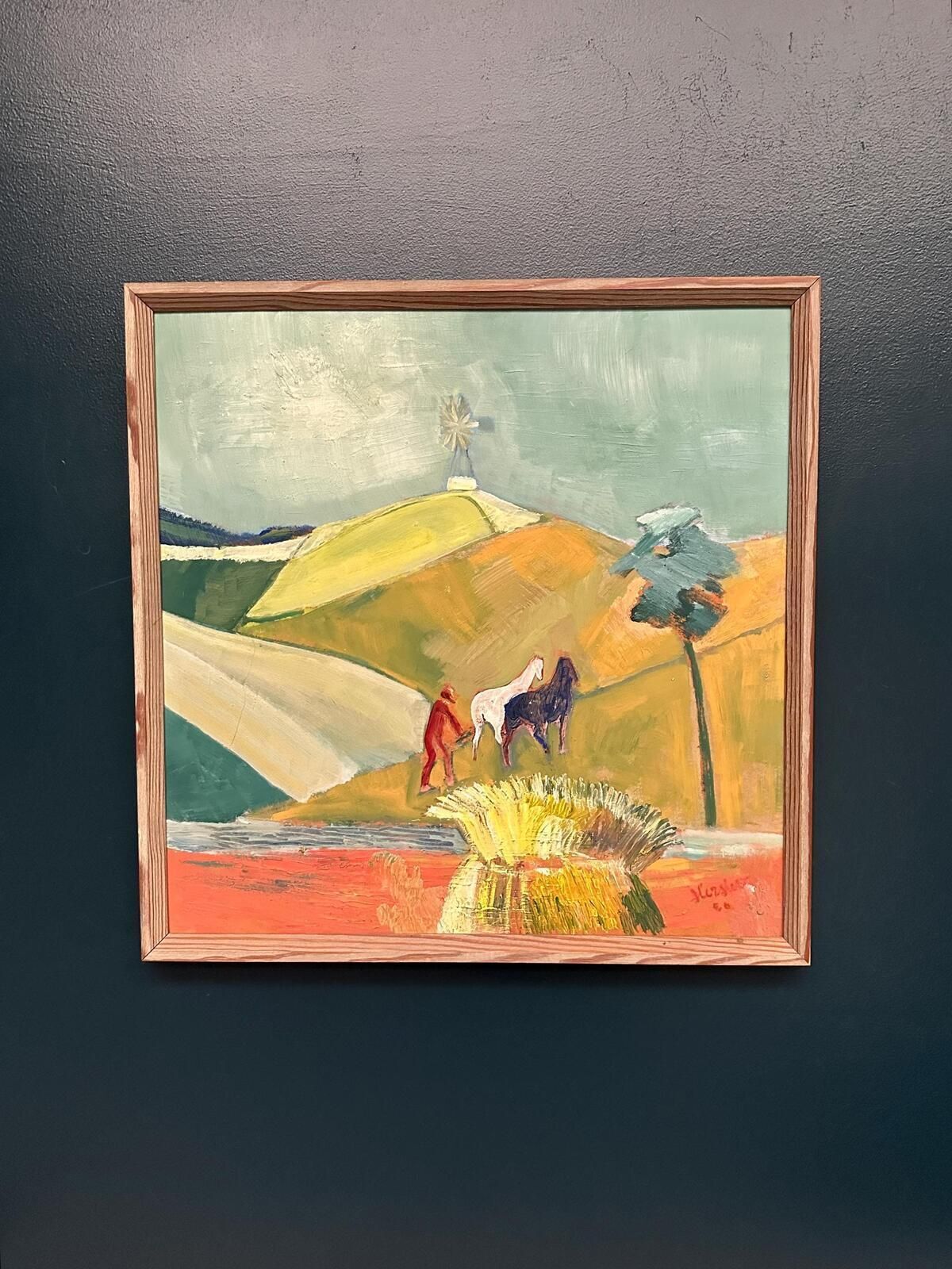 Farming With Windmill Painting