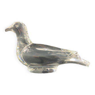 Presse-papier sujet à l'oiseau en cristal signé BACCARAT