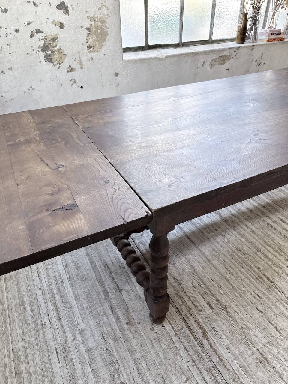 Solid oak table 1900 drapery style XL 280cm with extensions