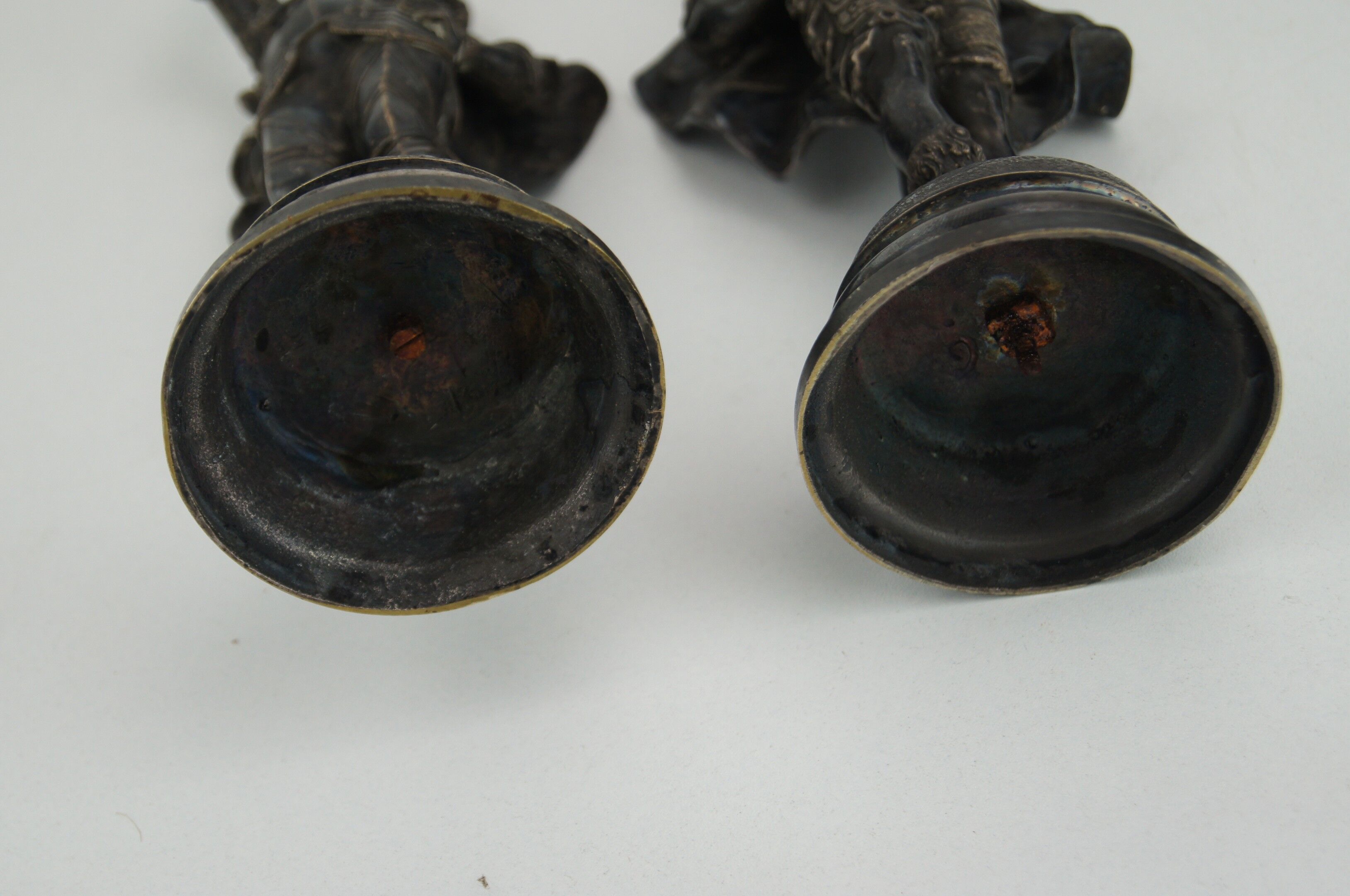 Silver bronze torch pair Paul Dubois