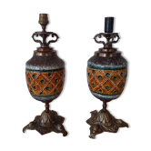 Paire de pieds de lampe vintage ananas