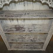 Large antique Anglo-Indian library in carved solid wood with original paint.