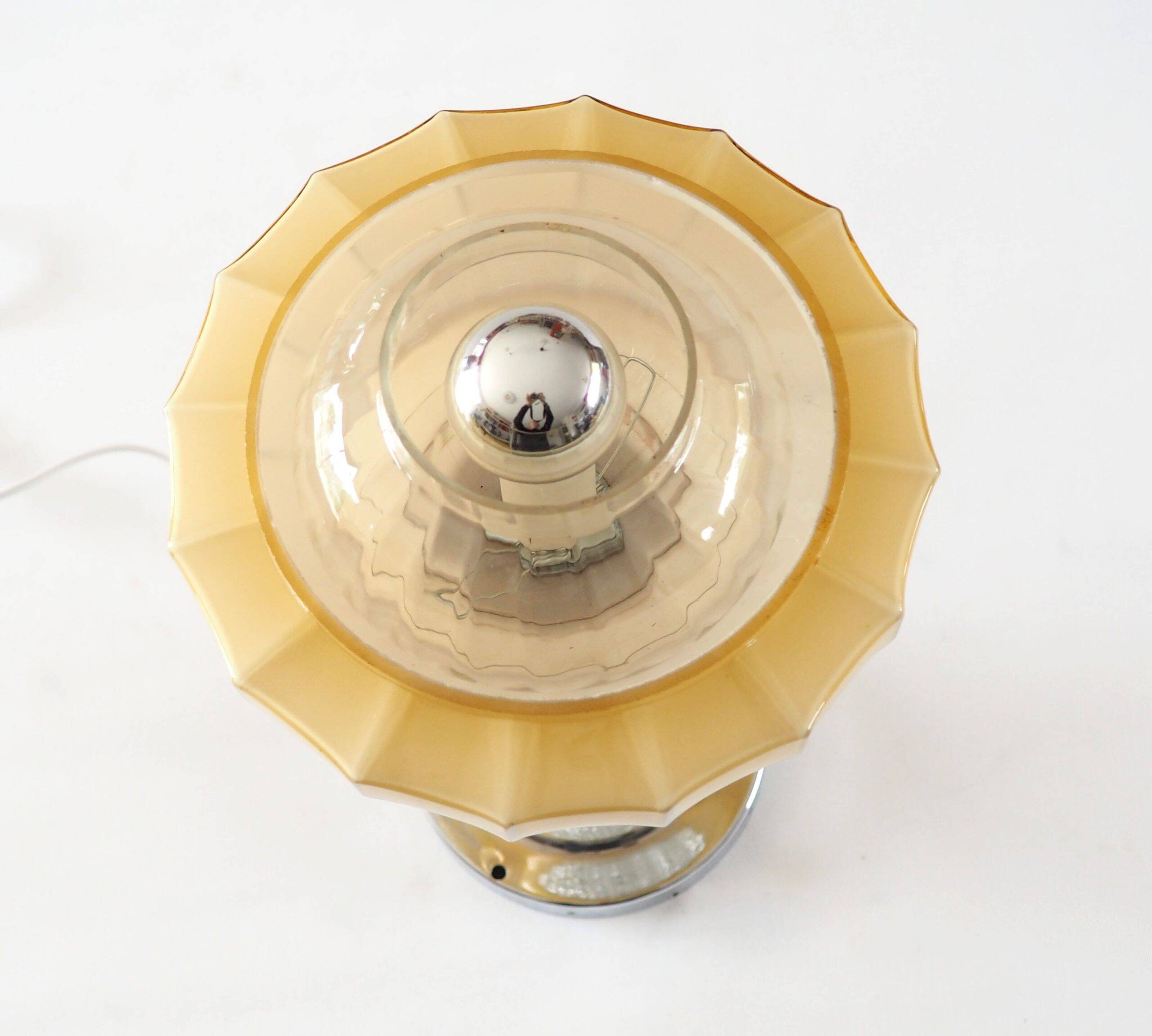 Art Deco glass and chrome lamp