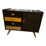 Commode buffet année 60 cuir et bois