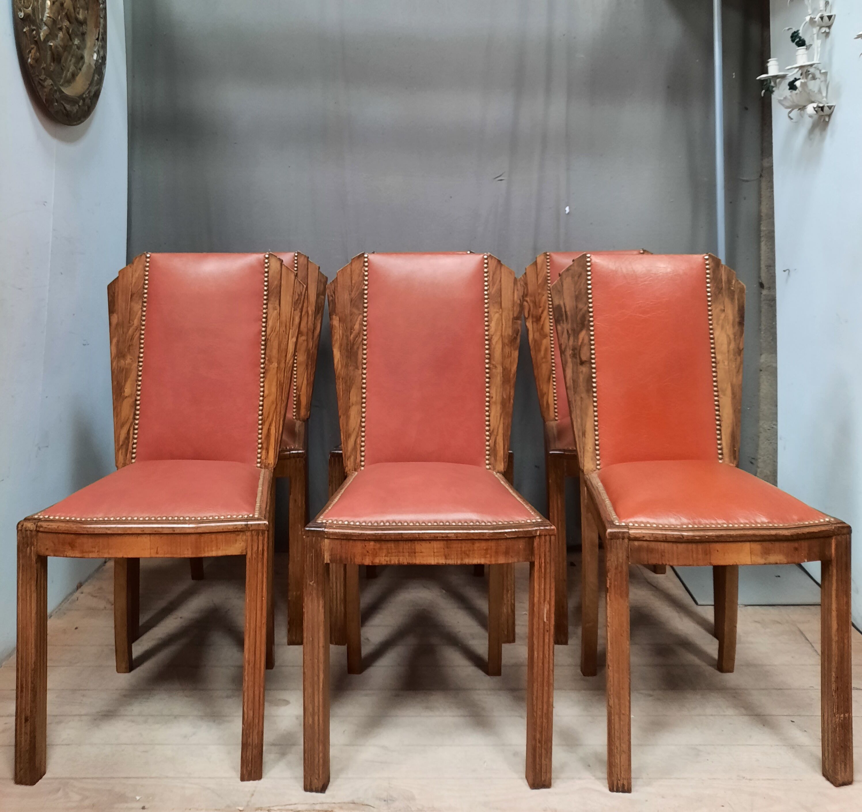 Series of 6 art deco chairs