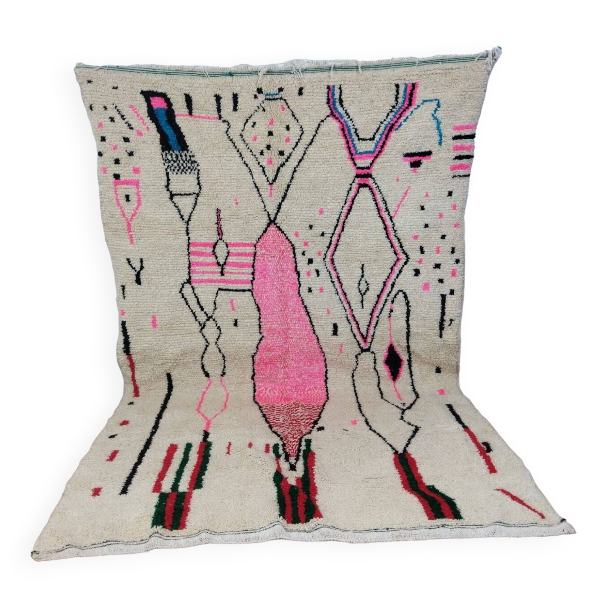 Handmade wool Berber rug 300x195 cm