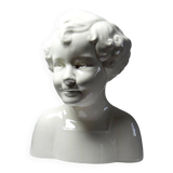Very rare large faience bust from Sarreguemines, antique Art Deco.