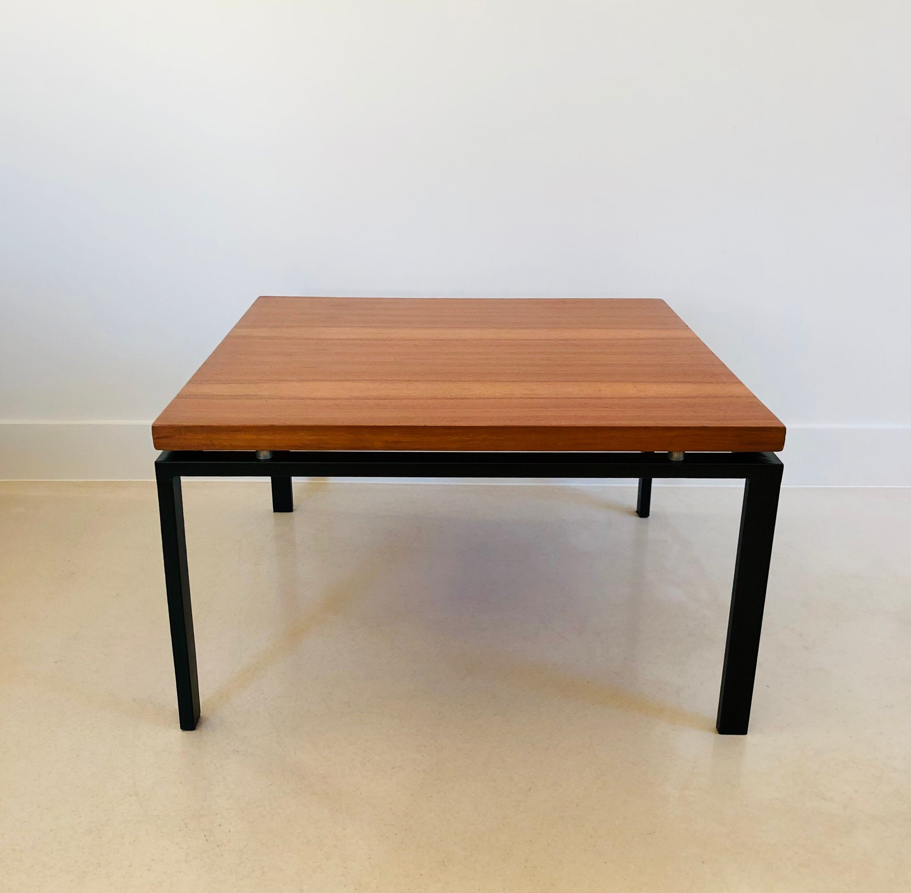 Square metal and walnut coffee table, Italy 60s