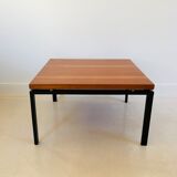 Square metal and walnut coffee table, Italy 60s