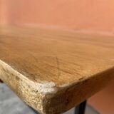 Large beech bistro coffee table and cast iron base French Paris bistro table