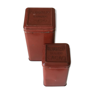 Pair of cocoa metal box 1950