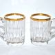 Baccarat set of 2 glasses with liquor mug in gilded cut crystal 1907 4.5cm