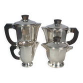 Service café & thé Art déco métal argenté et palissandre S889