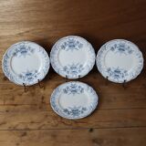 Set of 4 dessert plates from the St Amand earthenware factory, Régence model, iron earth
