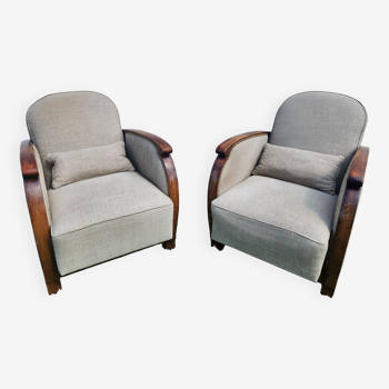 Pair of reclining art deco armchairs. 1930s.