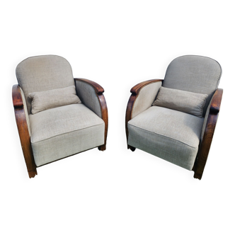 Pair of reclining art deco armchairs. 1930s.